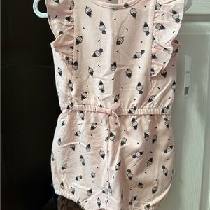 Petit Lem Pink Ice Cream Patterned Romper